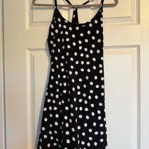 Outdoor Voices Black and White Polka Dot Strapless Dress